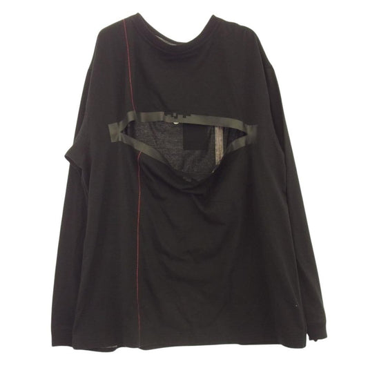 TAKAHIRO MIYASHITA The SoloIst. タカヒロミヤシタザソロイスト sc.0022SS21 The Soloist. L/S Noise T 胸カット 長袖 Tシャツ ブラック系 44【中古】