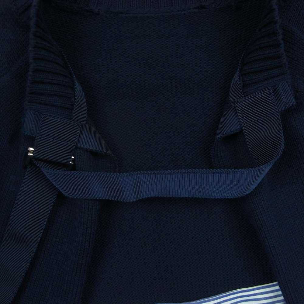 Sacai サカイ 19-04303 バックプリーツ ワンピース ダークネイビー系 ブルー系 ホワイト系 1【美品】【中古】