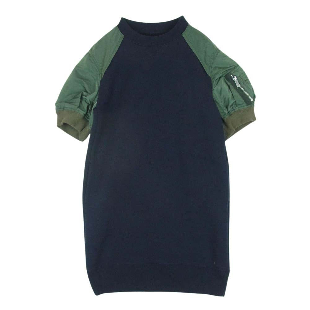 Sacai サカイ 22-06295 Sponge Sweat スポンジ スウェット MA-1 ワンピース ダークネイビー系 グリーン系 212 2【美品】【中古】