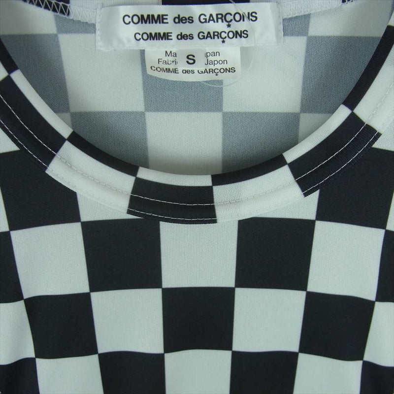 COMME des GARCONS コムデギャルソン AD2023 RM-T023 コムコム 24SS 市松柄 チェック フリル ワンピース ホワイト系 ブラック系 S【極上美品】【中古】