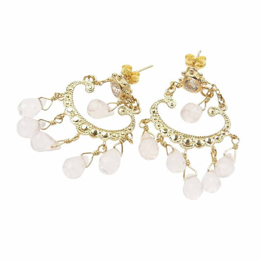 ete エテ ストーン付 ピアス ゴールド系 クリア系【中古】