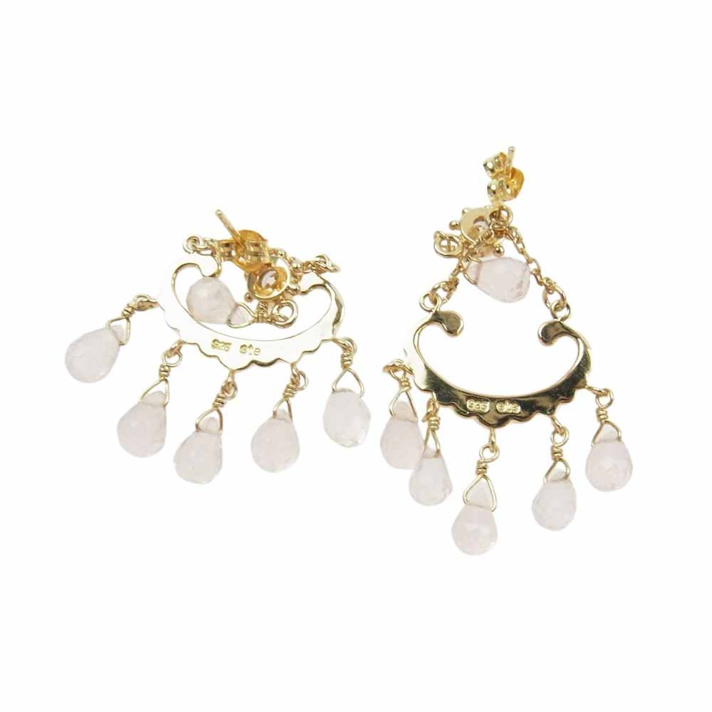 ete エテ ストーン付 ピアス ゴールド系 クリア系【中古】