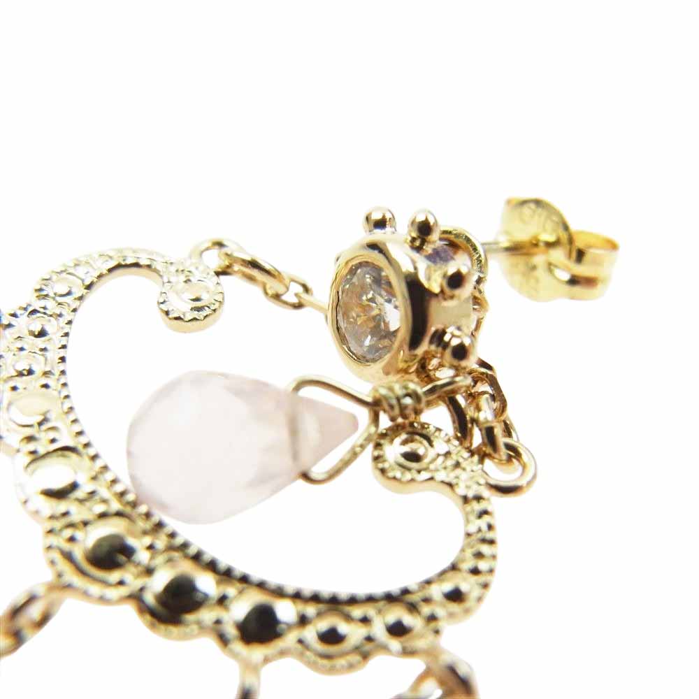 ete エテ ストーン付 ピアス ゴールド系 クリア系【中古】