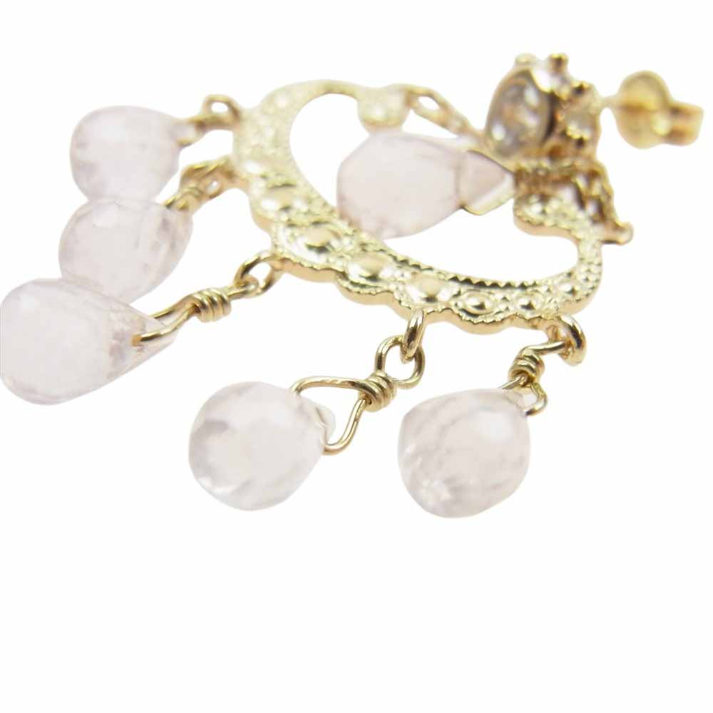 ete エテ ストーン付 ピアス ゴールド系 クリア系【中古】