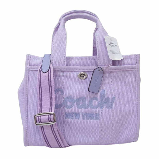 COACH コーチ CP164 ステッチ ロゴ刺繍 キャンバス 2WAY ショルダー ハンド バッグ パープル系【新古品】【未使用】【中古】