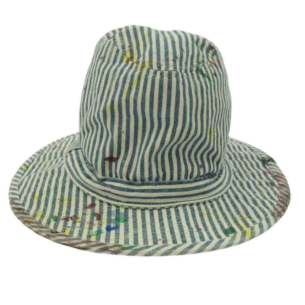 VISVIM ビズビム 24SS 0224903003013 Indigo Camping Trailer BUCKLEY CAP DMGD ヒッコリー ドリップペイント バックリー キャップ ハット インディゴブルー系 ホワイト系 M/L【新古品】【未使用】【中古】