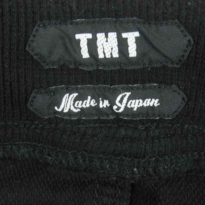 TMT ティーエムティー TPT-F1904 BLACK DENIM TRACK PANTS ペイント加工 ダメージ加工 サイドライン 裾リブ デニム トラック パンツ ブラック系 L【中古】