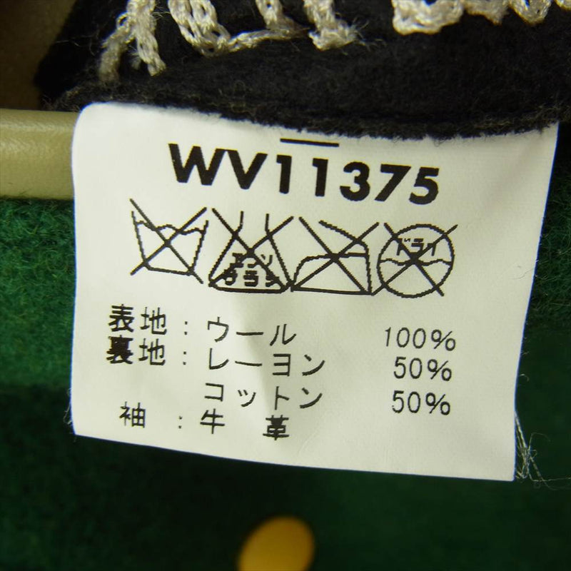 WHITESVILLE ホワイツビル WV11375 フルデコ アームレザー 切替 シャーク ワッペン 刺繍 ウール スタジアム ジャケット スタジャン アワード ジャケット グリーン系 38【中古】