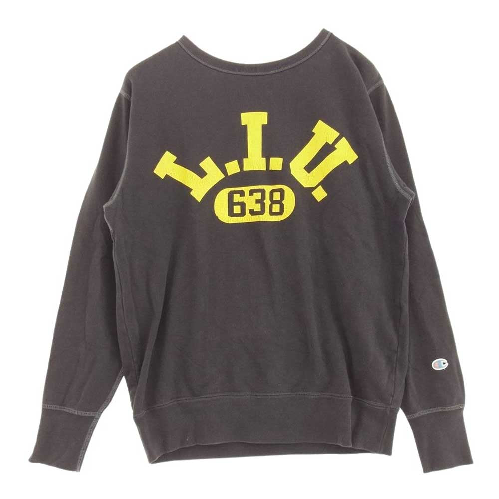 Champion チャンピオン 復刻 ランタグ クルーネック カレッジプリント スウェット ダークネイビー系【中古】