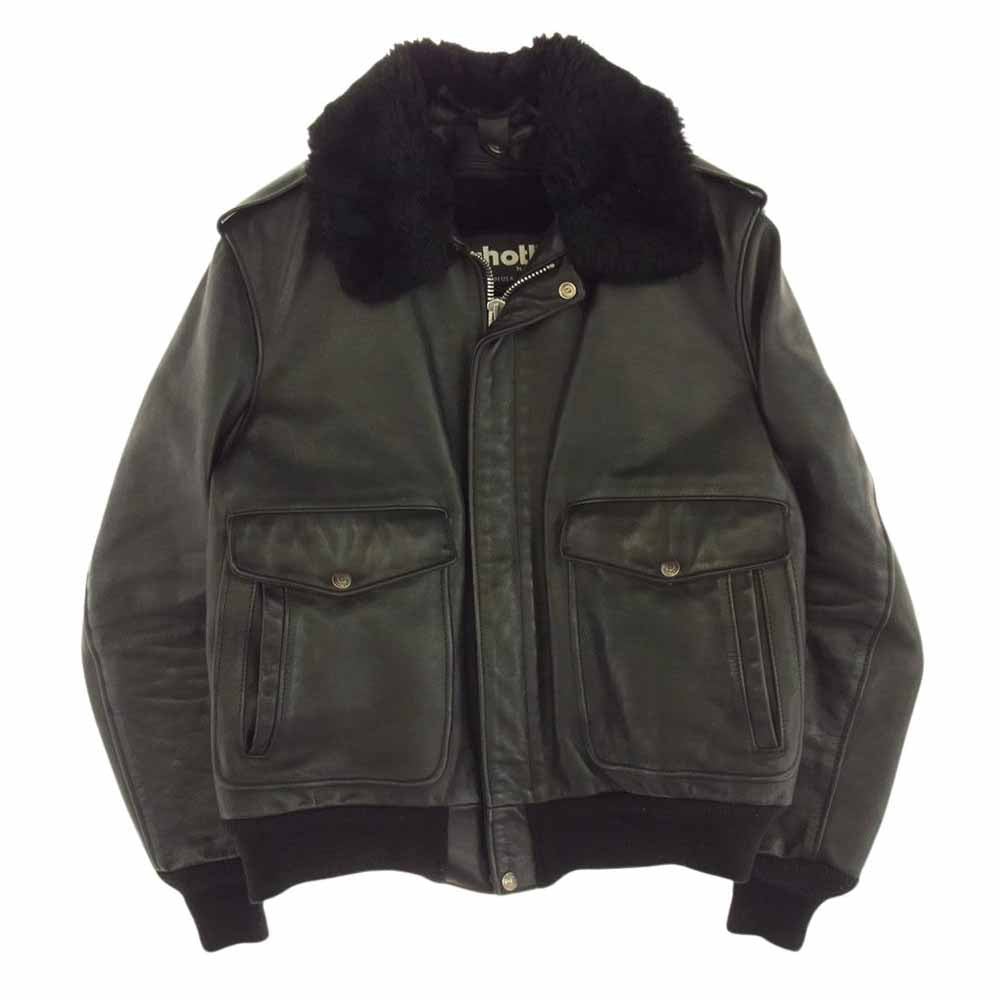 schott ショット 184SM USA製 米国製 ヴィンテージ A-2 レザー ボア フライト ボマー ジャケット  ブラック系 38【中古】