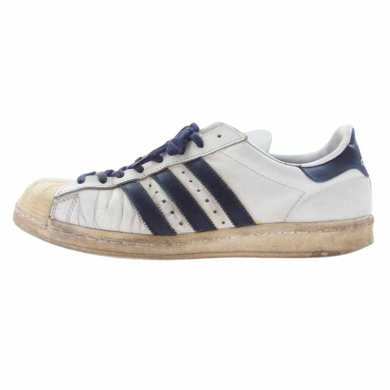 adidas アディダス 70s ~ 80s France製 フランス製 SUPER STAR スーパースター ローカット スニーカー ブラック系 ホワイト系 27.5cm【中古】