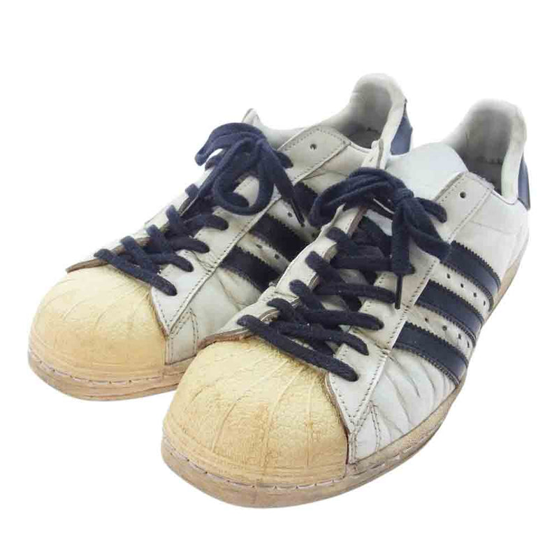 adidas アディダス 70s ~ 80s France製 フランス製 SUPER STAR スーパースター ローカット スニーカー ブラック系 ホワイト系 27.5cm【中古】