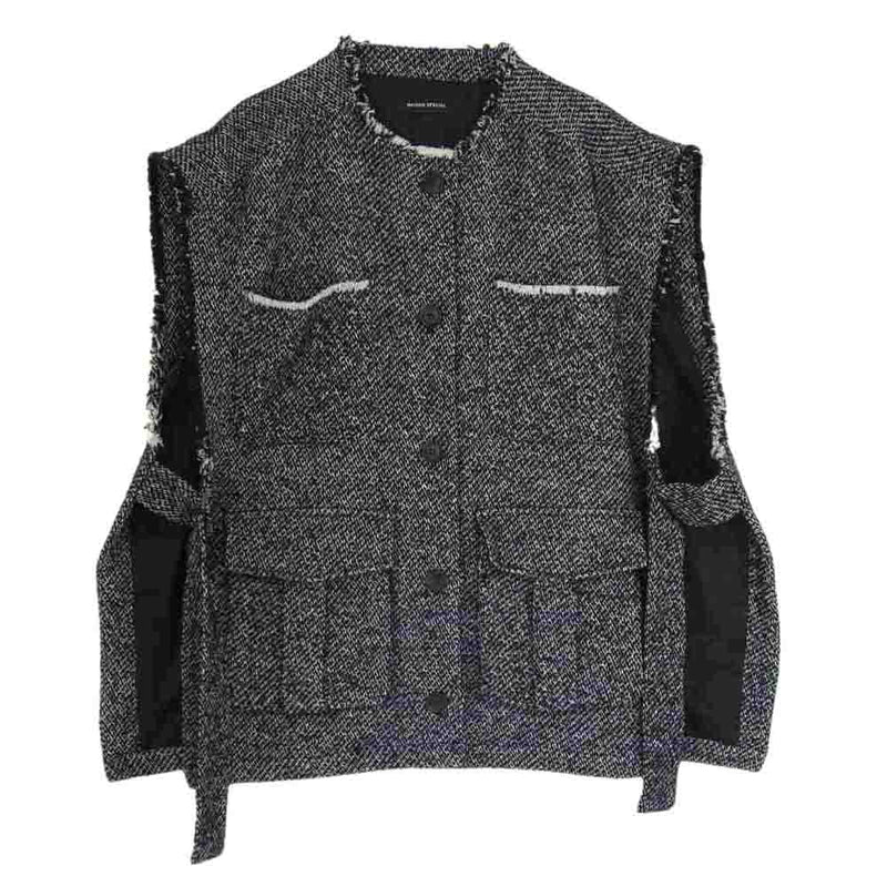 メゾンスペシャル 21222115101 Tweed Vest ツイード ベスト ジレ ブラック系 FREE【中古】