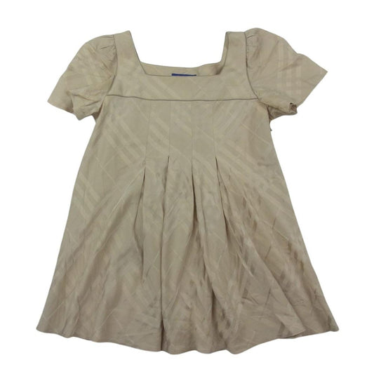 BURBERRY BLUE LABEL バーバリーブルーレーベル FEF09-560-40 ブラウス スクエアネック 半袖 プルオーバー チェック タック ベージュ系 36【中古】