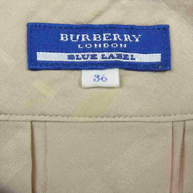 BURBERRY BLUE LABEL バーバリーブルーレーベル FEF09-560-40 ブラウス スクエアネック 半袖 プルオーバー チェック タック ベージュ系 36【中古】