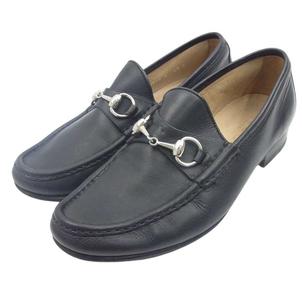 GUCCI グッチ 110 0000 2 HORSE BIT LOAFER ホースビット レザー ローファー ブラック系 6E【中古】