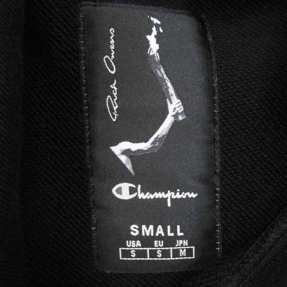 Rick Owens リックオウエンス CW01B5372-CHFE Champion Logo Popover Hoody チャンピオン ロゴ刺繍 プルオーバー フーディー ドローコード パーカー ブラック系 M【新古品】【未使用】【中古】