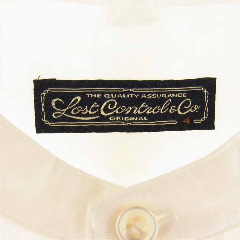 LOST CONTROL ロストコントロール L22S1-2011 Oxford Band Collar SH 刺繍ポケット オックスフォード バンドカラー 長袖 シャツ ホワイト系 4【中古】