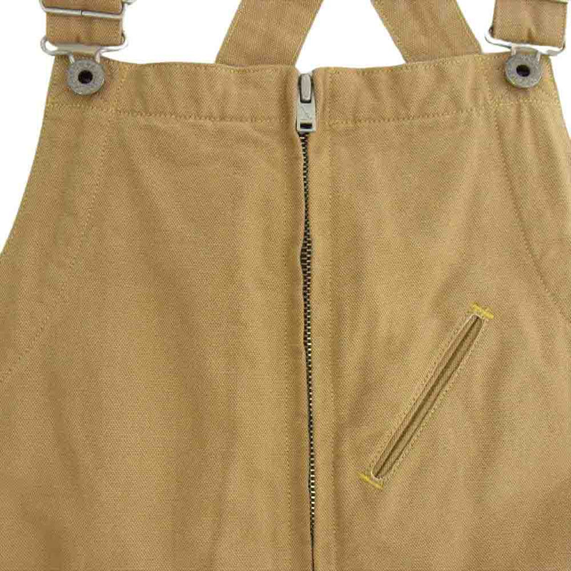 GERUGA ゲルガ GR-P-90 ZIP OVERALL バックジップ コットンキャンバス オーバーオール ビブパンツ ライトブラウン系 4【中古】