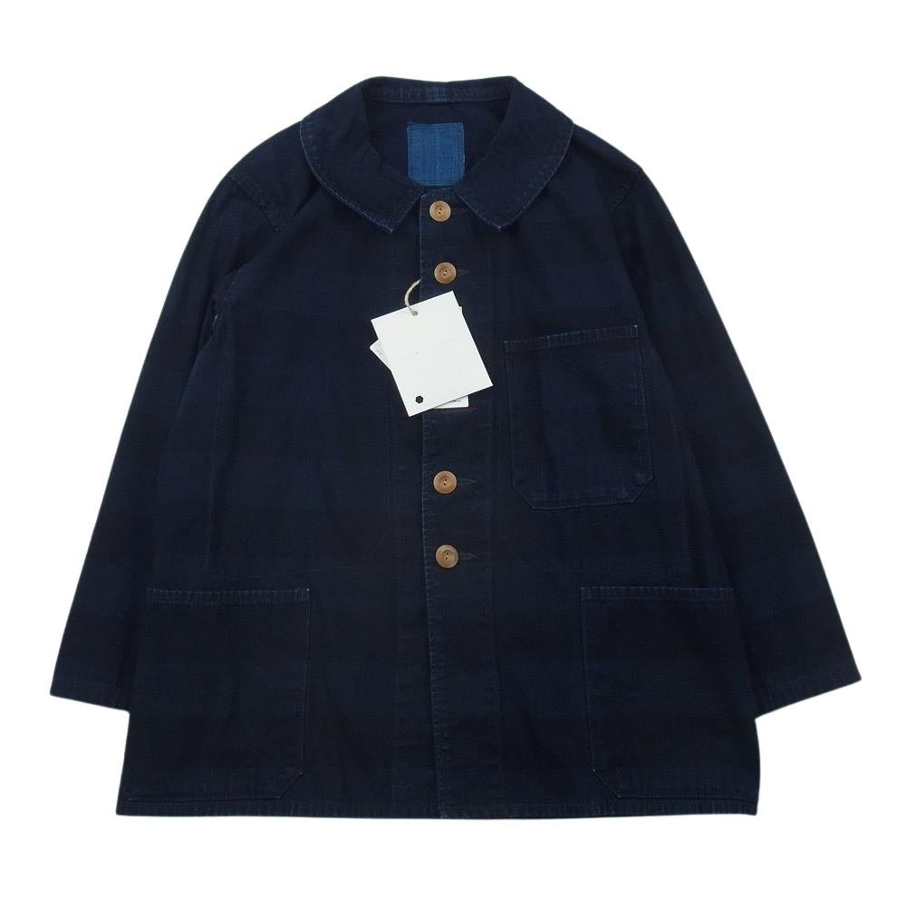 VISVIM ビズビム 17AW 0217905013012 ICT COVERALL NAVY インディゴ シャドウ ボーダー カバーオール インディゴブルー系 1【美品】【中古】