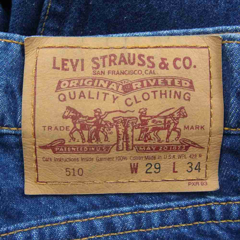 Levi's リーバイス 90s 510 USA製 ボタン裏刻印501 ジーンズ フラッシャー付き インディゴブルー系 W29L34【中古】