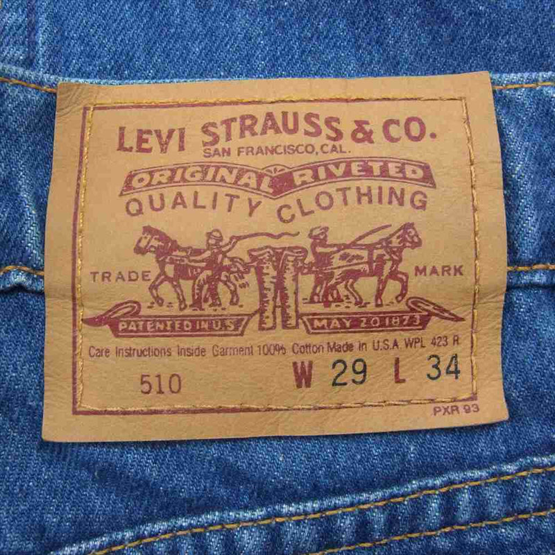 Levi's リーバイス 90s 510-02SW ボタン裏刻印501 USA製 ジーンズ フラッシャー付き インディゴブルー系 W29L34【中古】