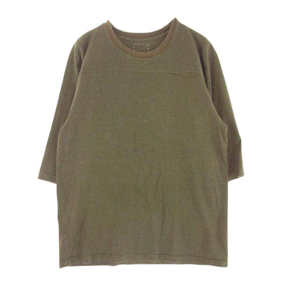 VISVIM ビズビム 15AW 0115205010044 BALLPARK CREW L/S COTTON/RAYON 五分袖 カットソー フットボール Tシャツ カーキ系 3【中古】