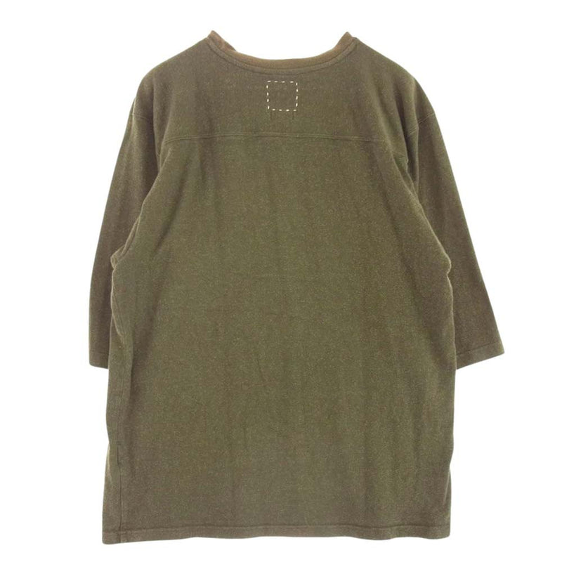 VISVIM ビズビム 15AW 0115205010044 BALLPARK CREW L/S COTTON/RAYON 五分袖 カットソー フットボール Tシャツ カーキ系 3【中古】