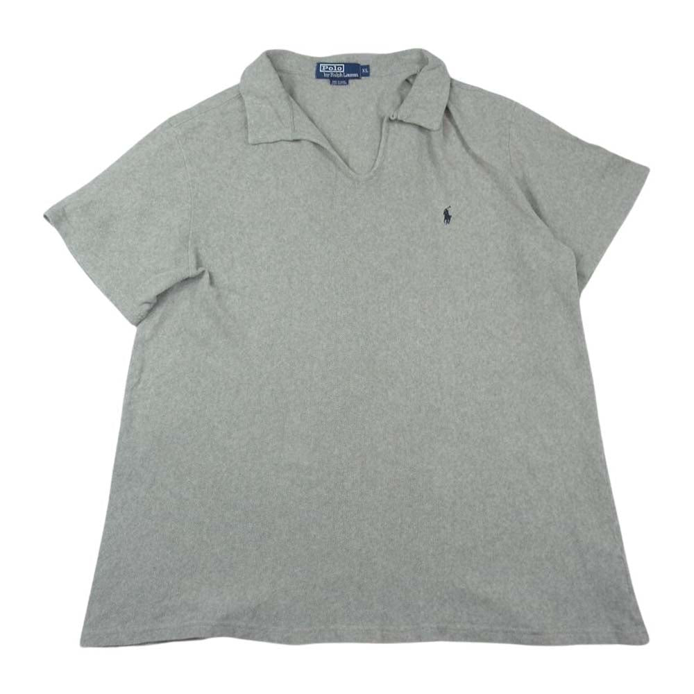 POLO RALPH LAUREN ポロ・ラルフローレン 刺繍 ロゴ スキッパー ポロ 半袖 シャツ グレー系 XL【中古】