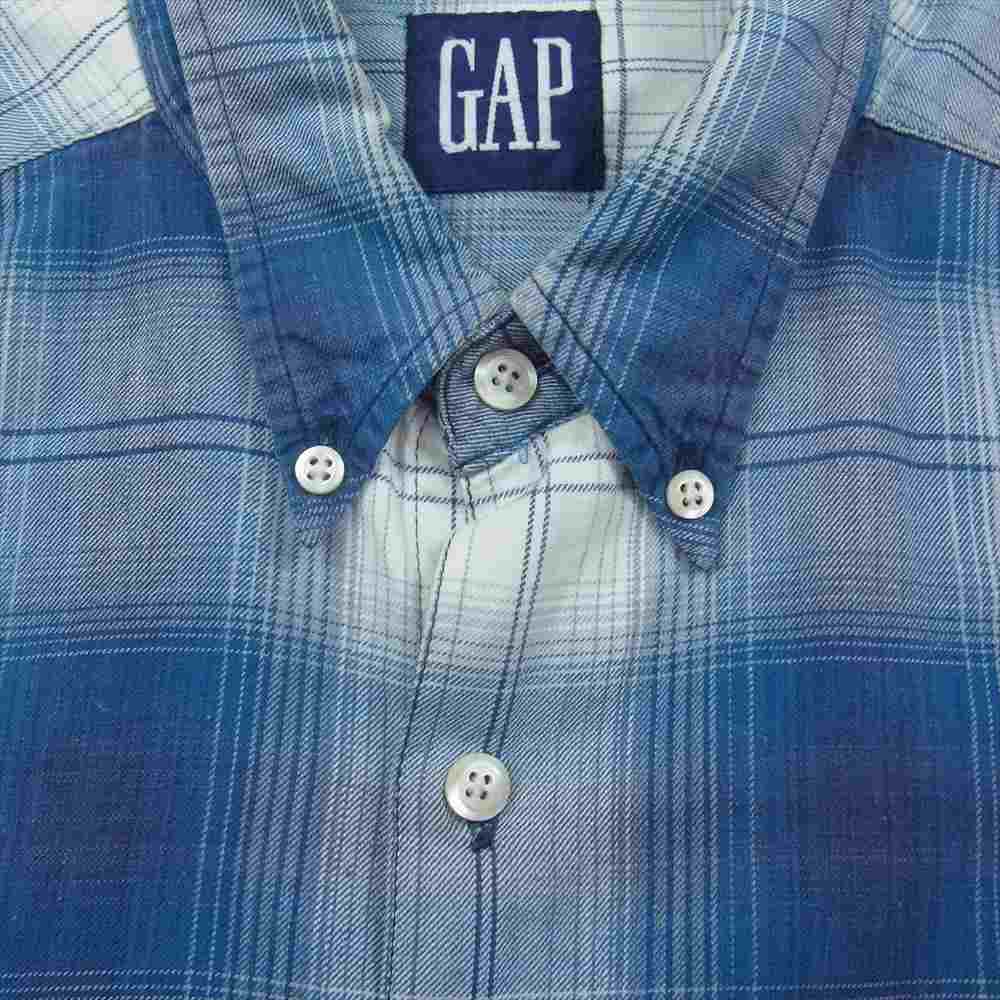 GAP ギャップ オールドギャップ 紺タグ オンブレチェック 長袖 シャツ ブルー系 L【中古】