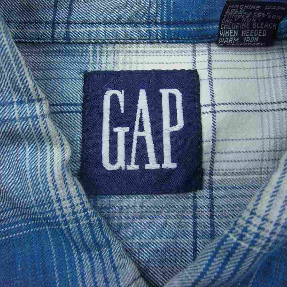 GAP ギャップ オールドギャップ 紺タグ オンブレチェック 長袖 シャツ ブルー系 L【中古】