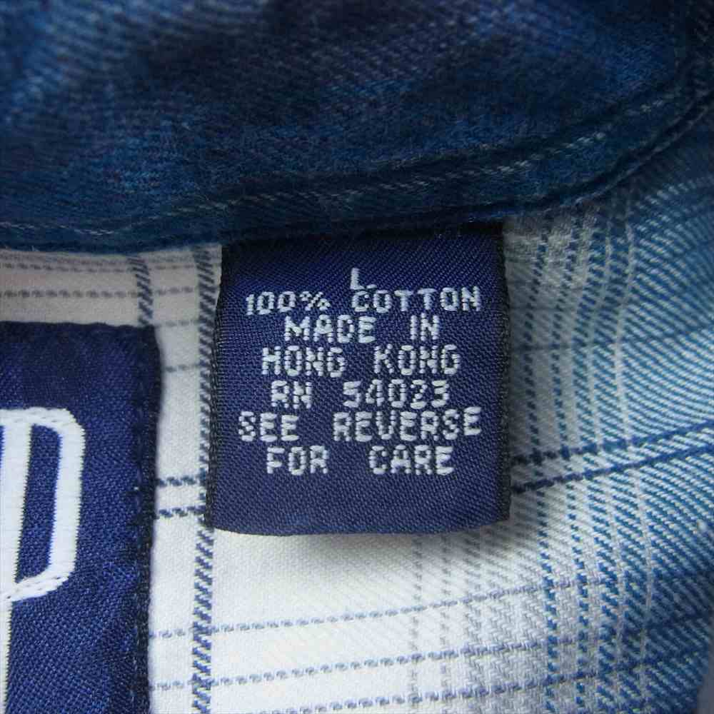 GAP ギャップ オールドギャップ 紺タグ オンブレチェック 長袖 シャツ ブルー系 L【中古】