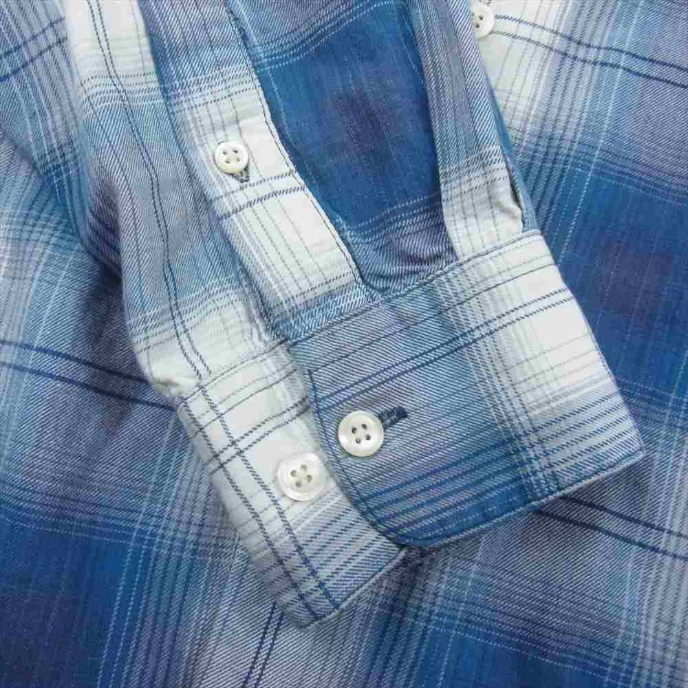 GAP ギャップ オールドギャップ 紺タグ オンブレチェック 長袖 シャツ ブルー系 L【中古】