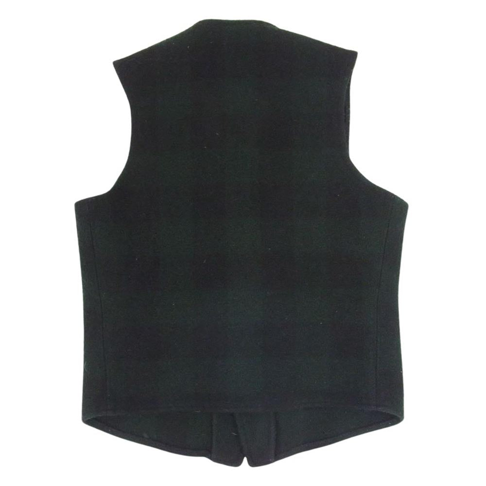 ジョンソンウーレンミルズ ブロックチェック 4B ウール ベスト ジレ ブラック系 XS【中古】