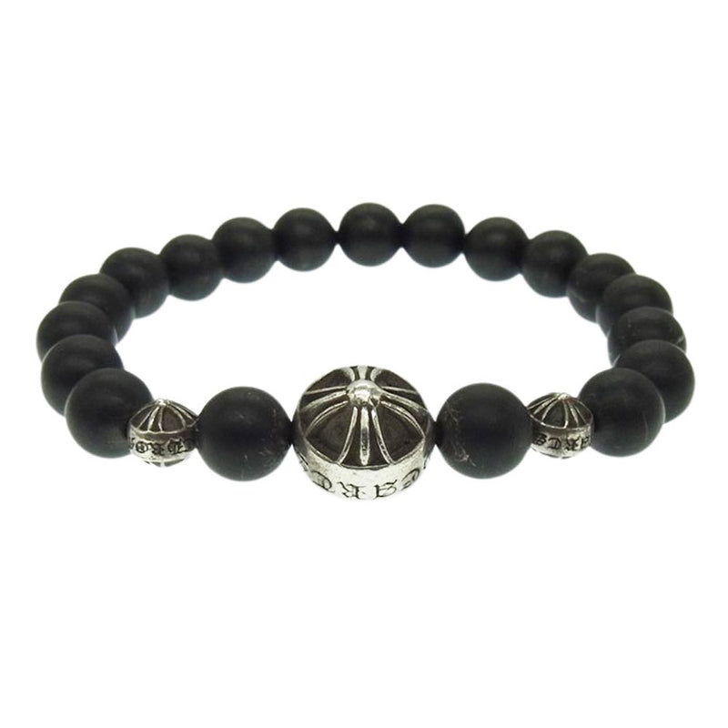 CHROME HEARTS クロムハーツ（原本有） BEAD ONYX 71 BNDD PLS 8mm オニキス ビーズ ブレスレット ブラック系 シルバー系【中古】