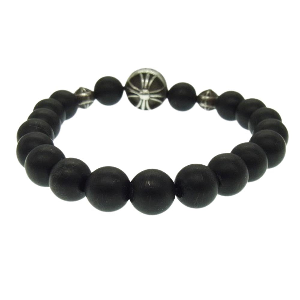 CHROME HEARTS クロムハーツ（原本有） BEAD ONYX 71 BNDD PLS 8mm オニキス ビーズ ブレスレット ブラック系 シルバー系【中古】