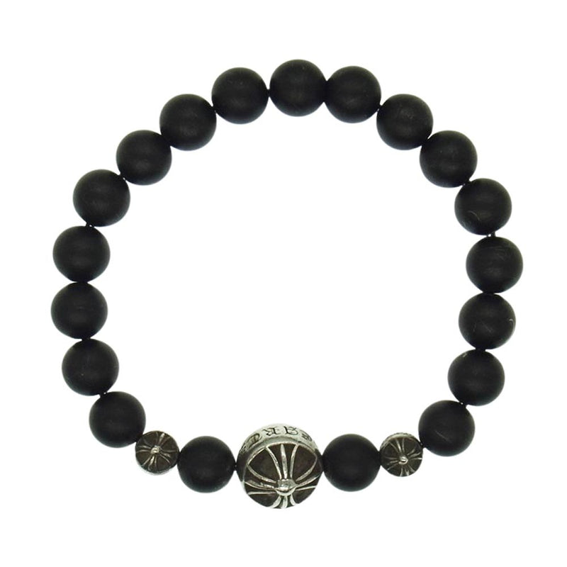 CHROME HEARTS クロムハーツ（原本有） BEAD ONYX 71 BNDD PLS 8mm オニキス ビーズ ブレスレット ブラック系 シルバー系【中古】