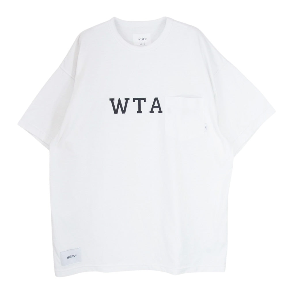 WTAPS ダブルタップス 23SS 231ATDT-CSM13 DESIGN 01/SS/TEE ポケット ショートスリーブ コットン 半袖 プリント Tシャツ ホワイト系 X03 【中古】