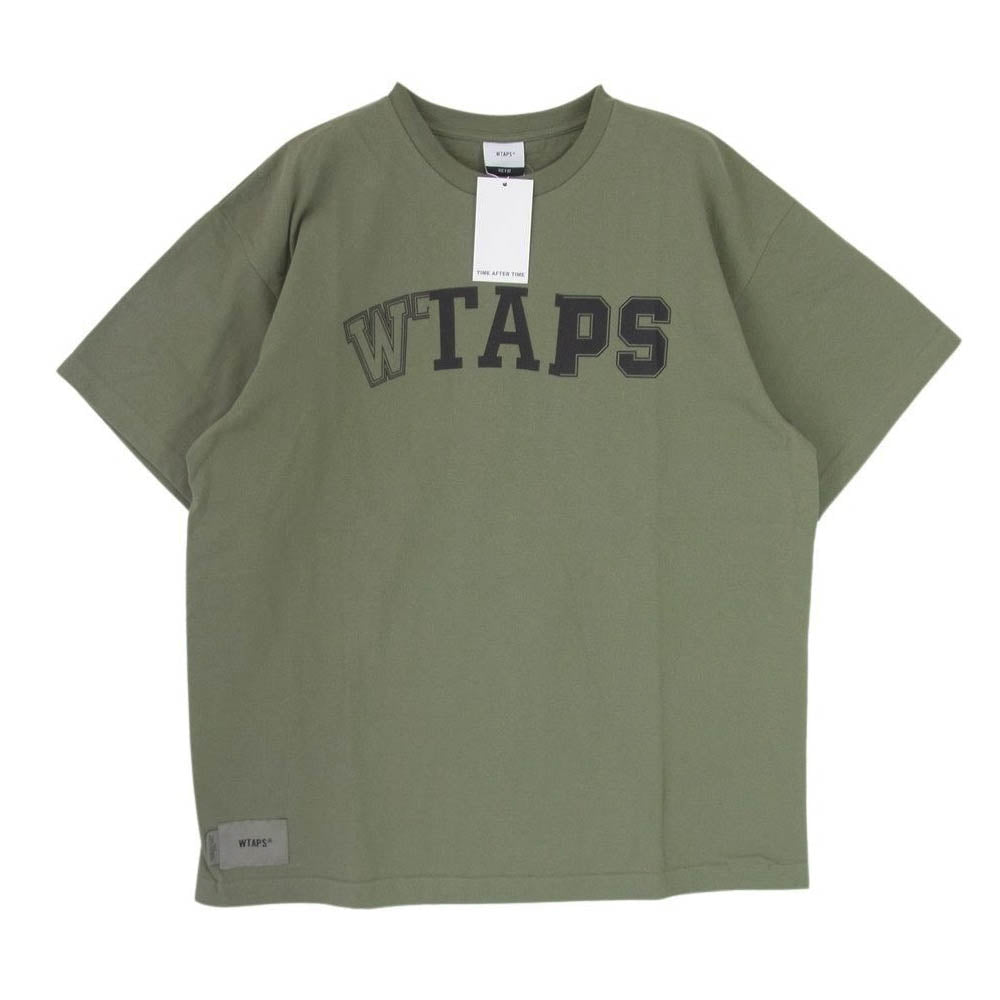 WTAPS ダブルタップス 22SS 221ATDT-STM09S RANSOM SS COTTON クルーネック ロゴ 半袖 Tシャツ オリーブ系 X02 【中古】