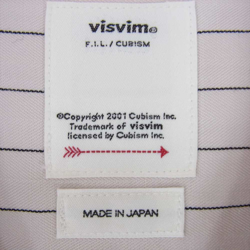 VISVIM ビズビム 22SS 0122105011016 CABAN WORK SHIRT S/S ウール リネン バックプリント ストライプ オープンカラー 半袖 シャツ オフホワイト系 4【中古】