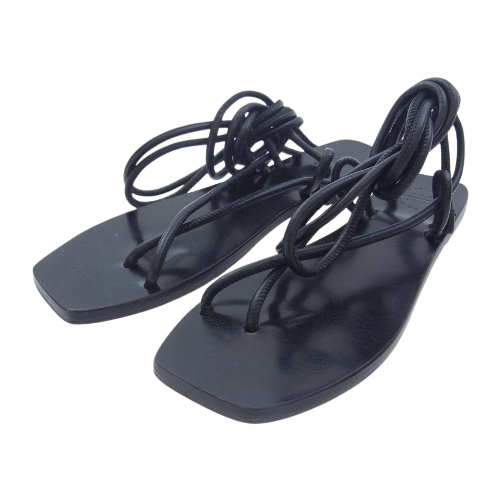 エーティーピー ALEZIO 編み上げ サンダル ブラック ブラック系 37【中古】