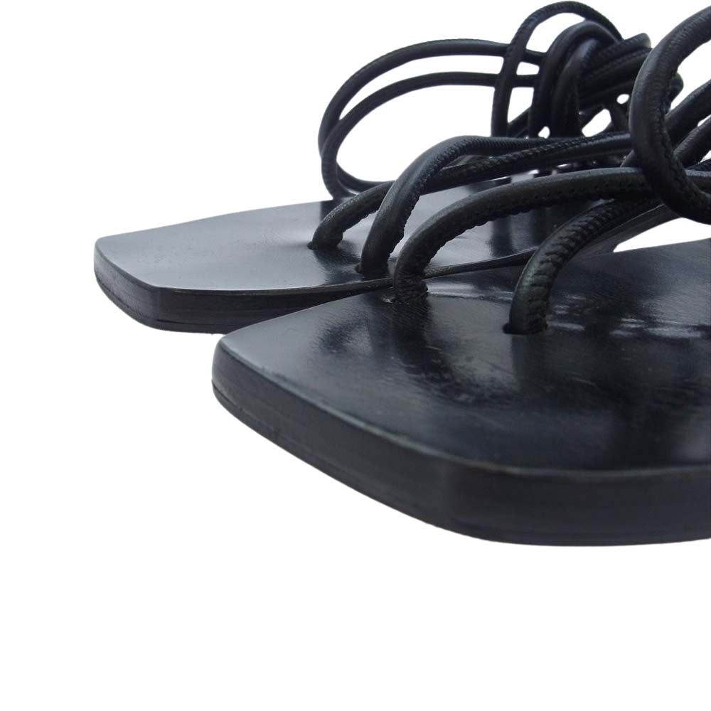 エーティーピー ALEZIO 編み上げ サンダル ブラック ブラック系 37【中古】