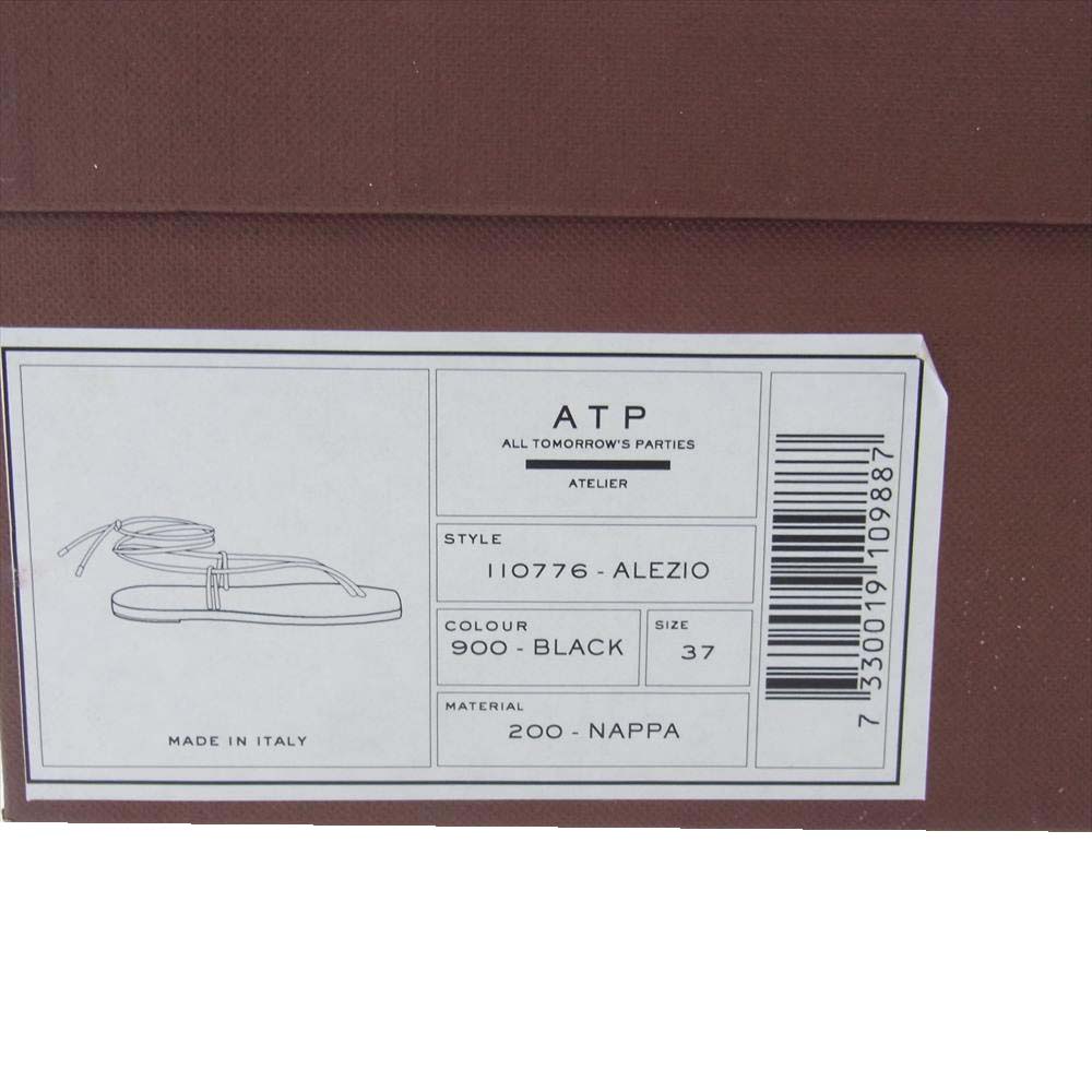 エーティーピー ALEZIO 編み上げ サンダル ブラック ブラック系 37【中古】