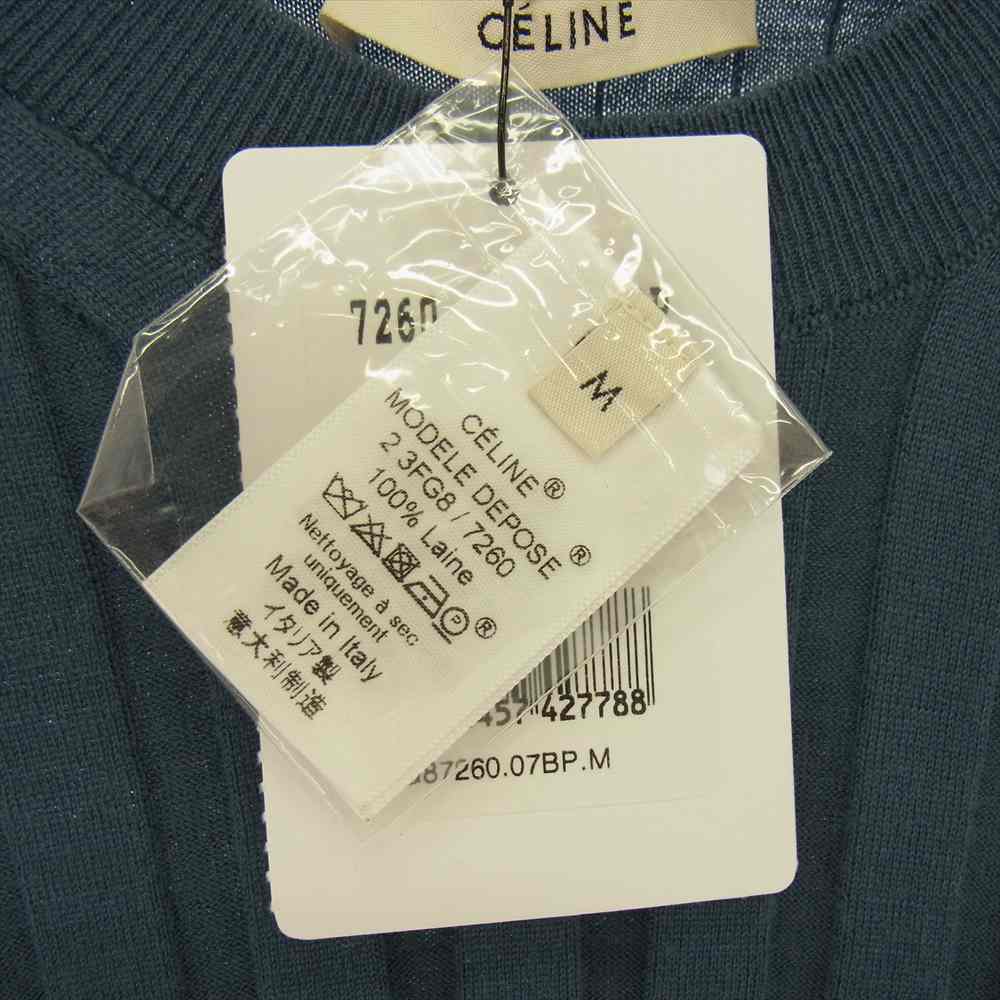 CELINE セリーヌ 7260 23FG8 ウール リブ ニット トップ インディゴブルー系 M【中古】
