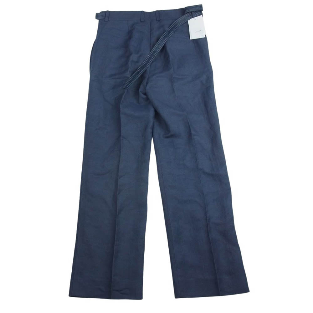 CELINE セリーヌ 7630 21T62 フィービー期 ファイロ テーパード ベルテッド スラックス パンツ  ネイビー系 34【中古】