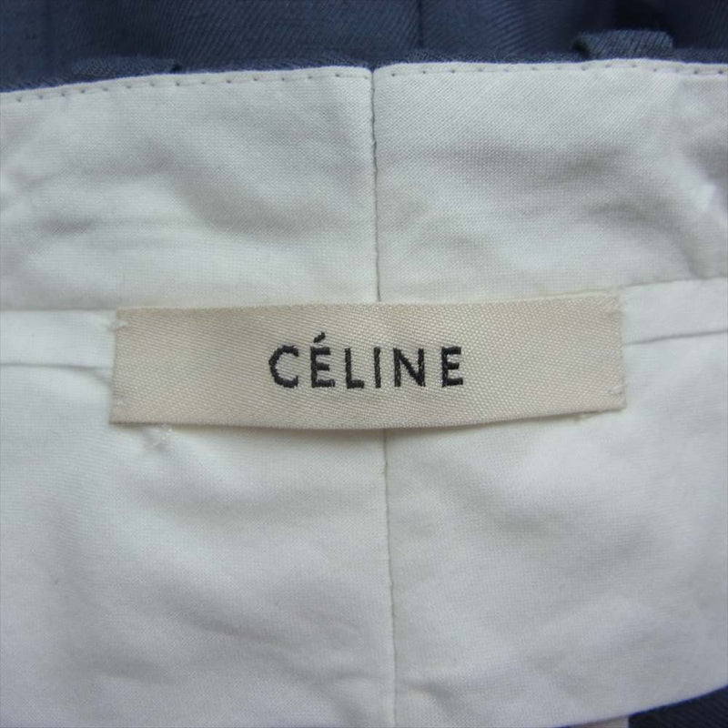 CELINE セリーヌ 7630 21T62 フィービー期 ファイロ テーパード ベルテッド スラックス パンツ  ネイビー系 34【中古】