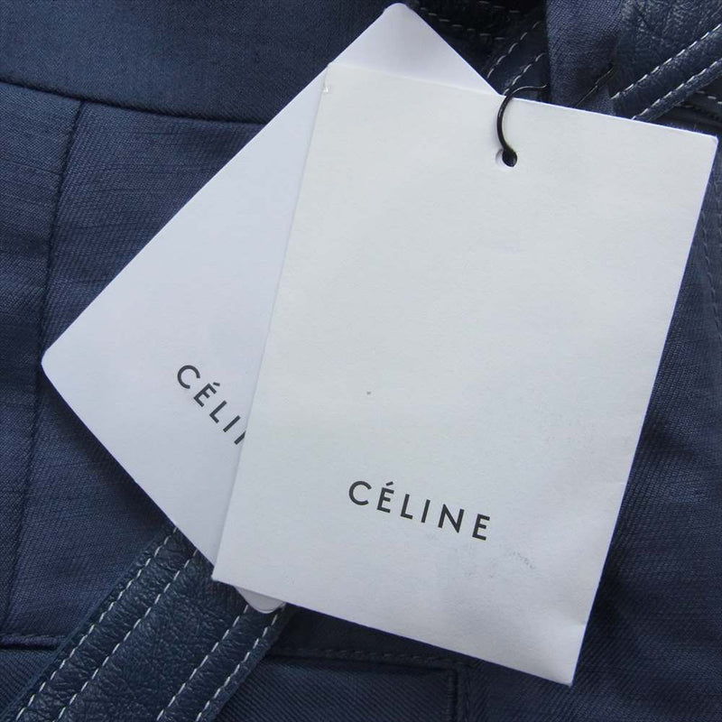 CELINE セリーヌ 7630 21T62 フィービー期 ファイロ テーパード ベルテッド スラックス パンツ  ネイビー系 34【中古】