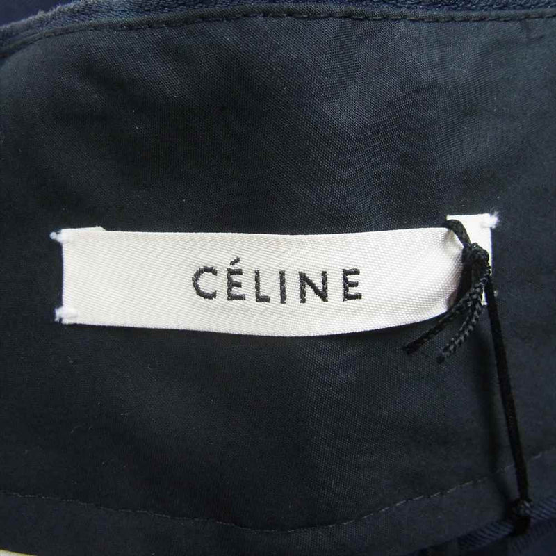 CELINE セリーヌ 7630 21R21 フィービー期 ファイロ ワイド スラックス パンツ  ネイビー系 34【中古】