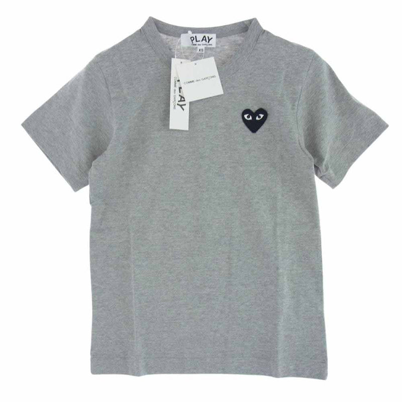 PLAY COMME des GARCONS プレイコムデギャルソン AZ-T075-051-1-9 CDG TOP DYED COTTON JERSEY WITH BLACK EMBLEM ブラック ハート ワッペン Tシャツ グレー系 XS【新古品】【未使用】【中古】