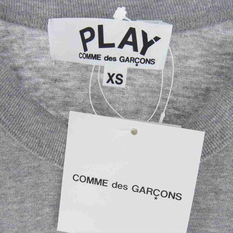 PLAY COMME des GARCONS プレイコムデギャルソン AZ-T075-051-1-9 CDG TOP DYED COTTON JERSEY WITH BLACK EMBLEM ブラック ハート ワッペン Tシャツ グレー系 XS【新古品】【未使用】【中古】